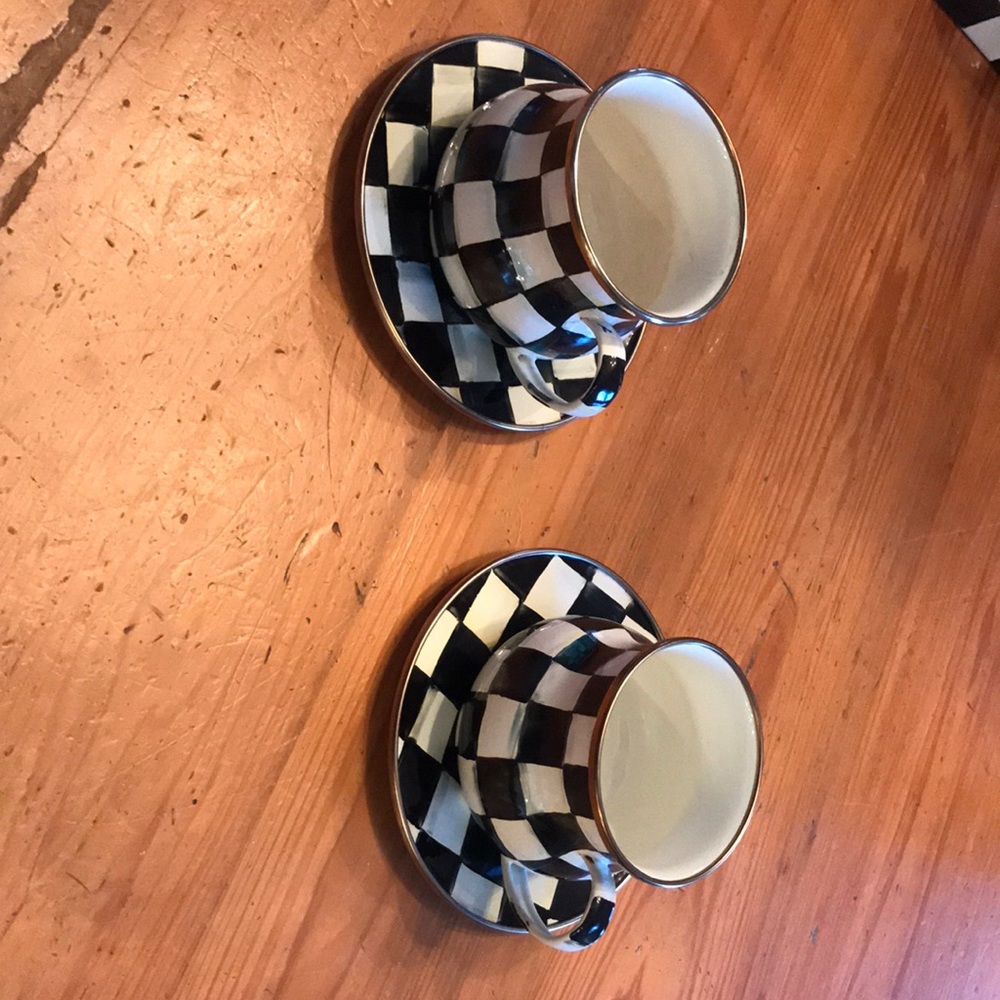 Mackenzie Childs Courtly Check Mug & Saucer set